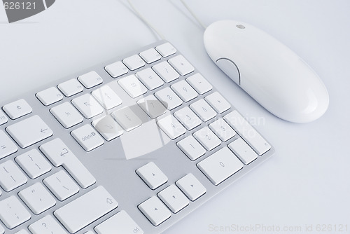 Image of White keyboard and a  mouse