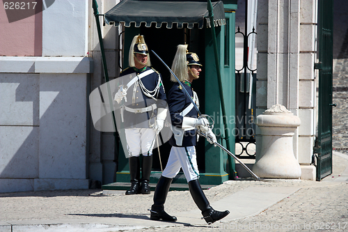 Image of  Soldiers changing the guard in Lisbon