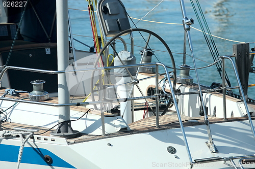 Image of Sailing equipment on the boat deck