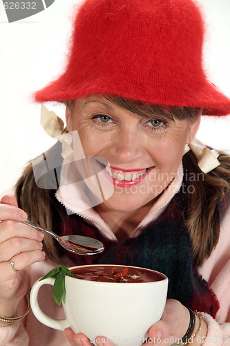 Image of Woman With Soup