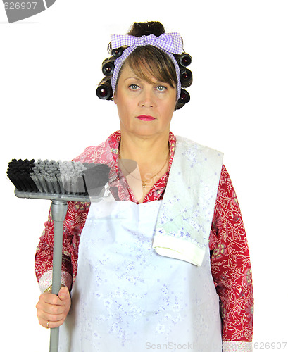 Image of Frumpy Housewife With Broom