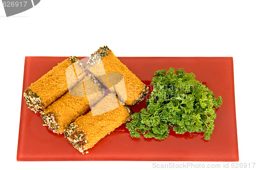 Image of Meat on red plate