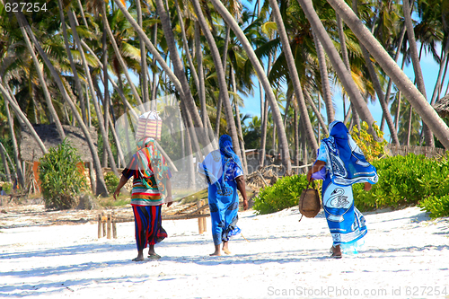 Image of Zanzibar wimen on sandy beach