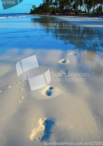 Image of footprints  on tropical sandy beach