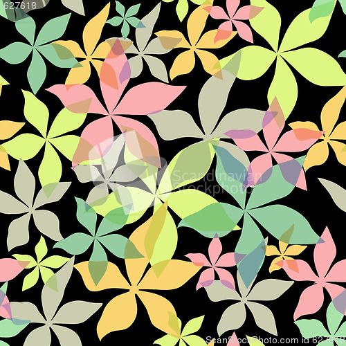 Image of Abstract seamless floral black pattern