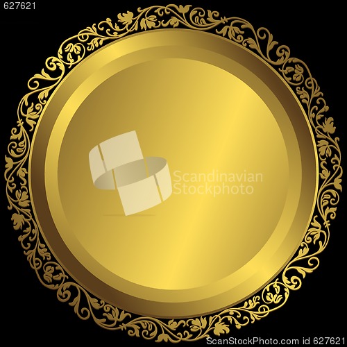 Image of Golden plate with vintage ornament