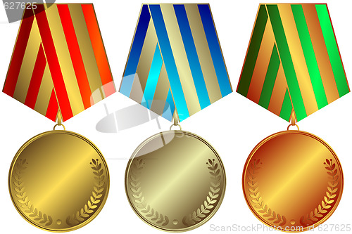 Image of Collection  medals with striped  ribbons