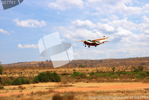 Image of Small aircraft takeoff in Africa