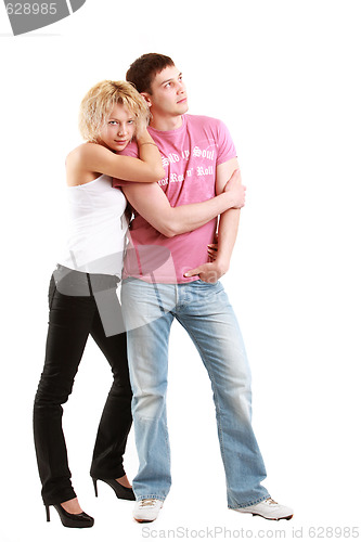 Image of Couple posing on white