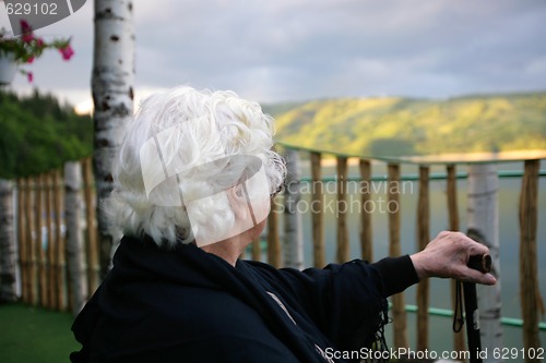 Image of Senior woman with walking stick