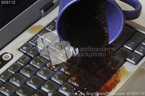Image of coffee spilling on keyboard