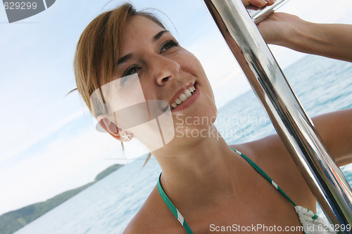 Image of Woman on a boat trip.
