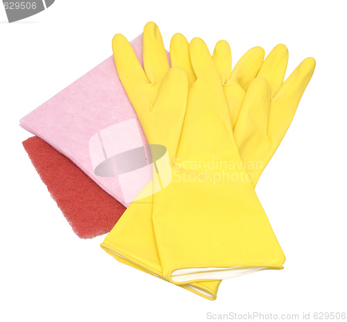 Image of gloves and cleaning tools