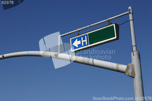 Image of Traffic Light Pole with Hospital Sign