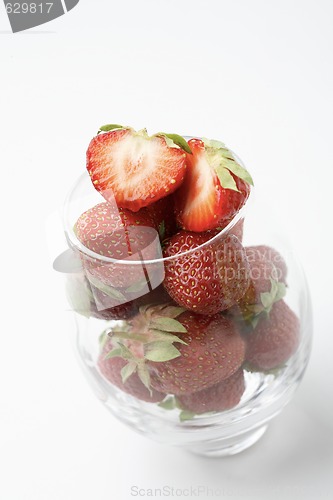 Image of Fresh strawberries in a glass.