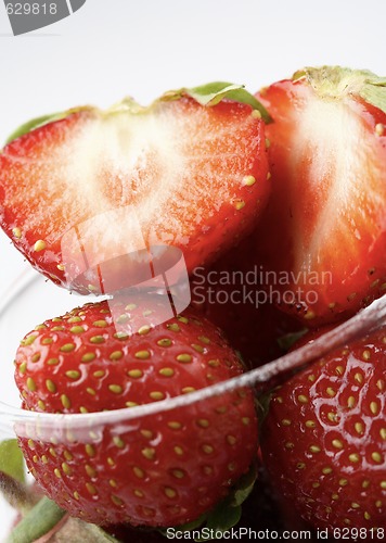 Image of Fresh strawberries in a glass.