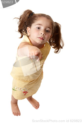 Image of Young little girl pointing finger