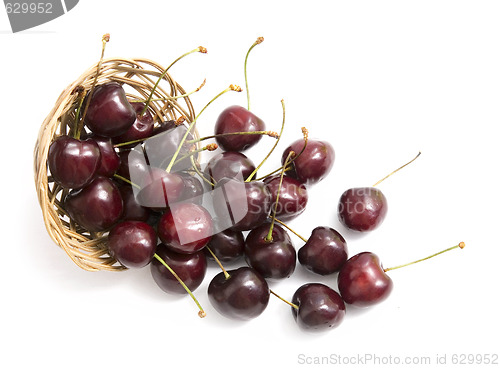 Image of cherries and basket