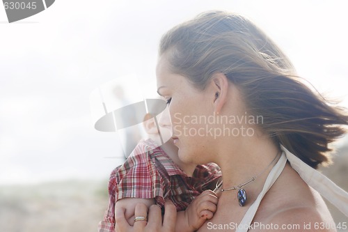 Image of Mother and son at the beach.