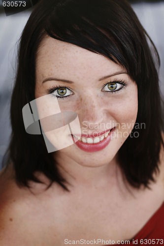 Image of Portrait of a beautiful and happy young woman.