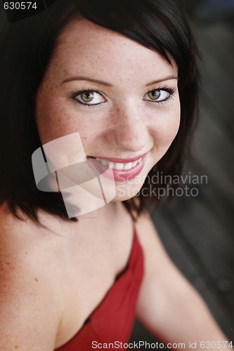 Image of Portrait of a beautiful and happy young woman.