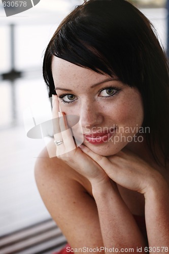 Image of Portrait of a beautiful and happy young woman.