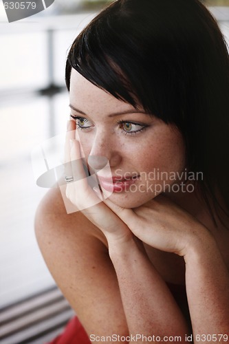 Image of Portrait of a beautiful and happy young woman.