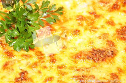 Image of Grilled cheese topping with parsley - tasty background