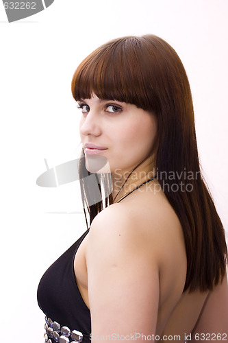 Image of young beautiful girl on white