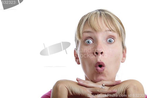 Image of Surprised Woman Looking Up