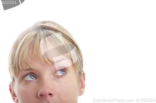 Image of Surprised Woman Looking Up