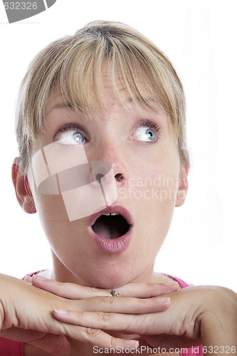 Image of Surprised Woman Looking Up