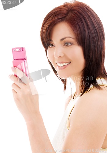 Image of happy woman with cell phone