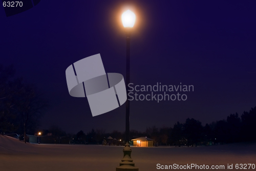 Image of Park at night after a snow storm