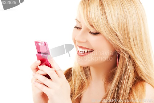 Image of happy teenage girl with cell phone