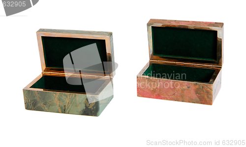 Image of Two open stone caskets isolated 