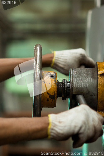 Image of Controls of old drilling machine