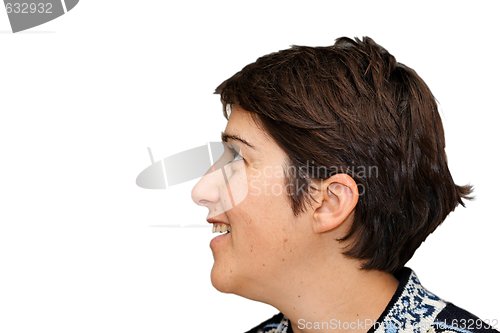 Image of Smiling woman profile isolated