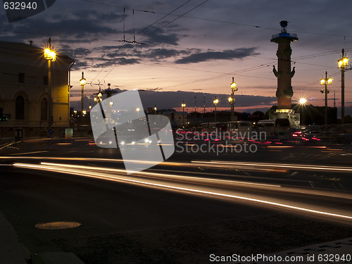 Image of St. Petersburg trafifc at night