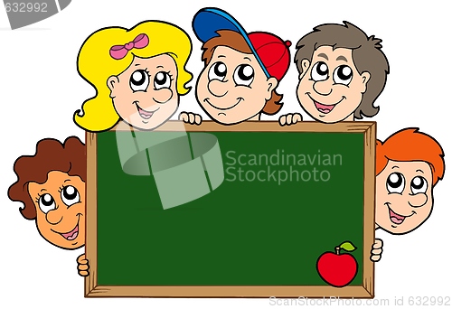 Image of School blackboard with children