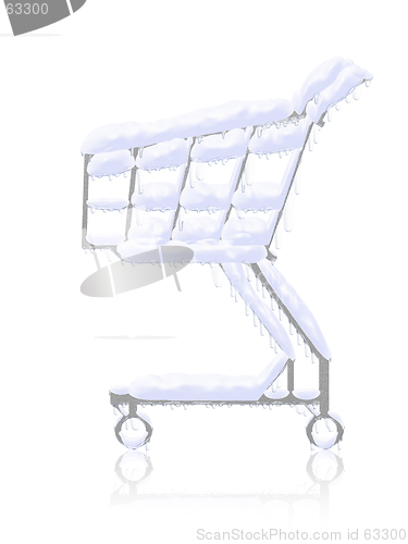 Image of Snowy frozen shopping cart with icicles