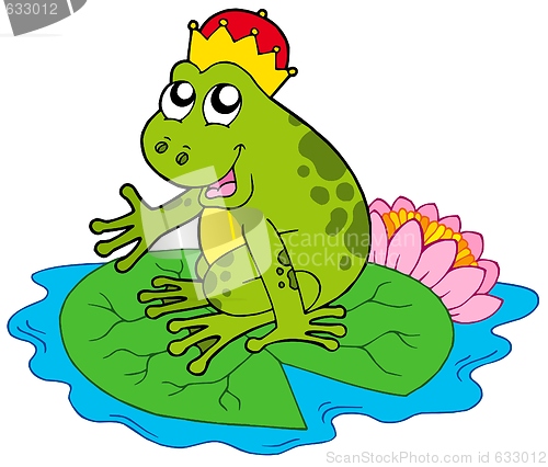 Image of Frog prince on water lily