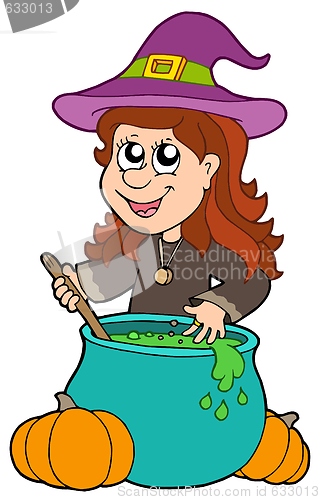 Image of Wizard girl with cauldron