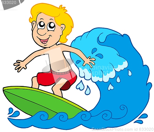 Image of Cartoon surfer boy