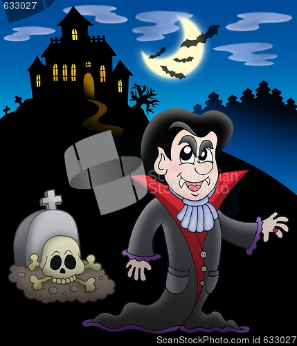 Image of Vampire with haunted house
