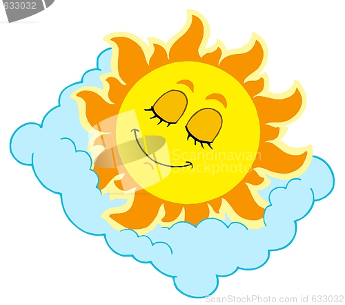 Image of Sleeping Sun on cloudy pillow