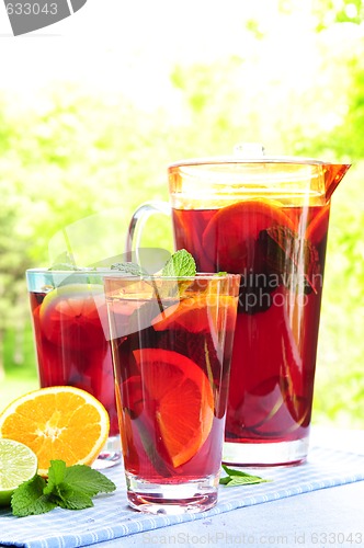 Image of Fruit punch in pitcher and glasses