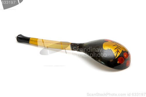 Image of Russian wooden hand-painted spoon  isolated