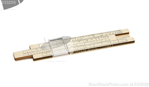 Image of Vintage pocket slide rule mechanical calculator isolated