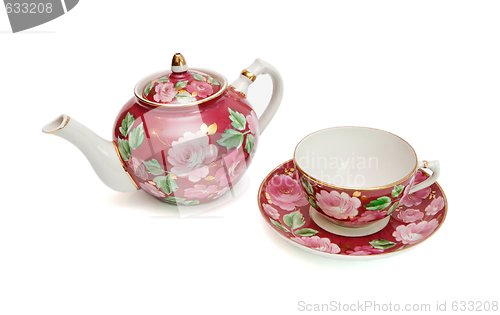 Image of Beautiful tea service isolated 